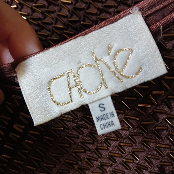 VNTG 90s Cache Glass Bead Embellished Brown Skirt Set Size Small - Picture 8 of 12